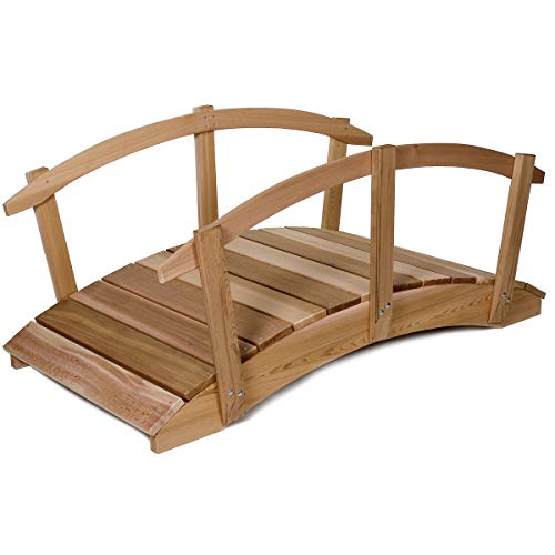 All Things Cedar 8-Ft Garden Bridge with Side Rails Brown