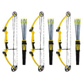 GENESIS Archery Compound Bow Kit Left-Handed Adjustable Draw Length 15"-30" & Weight 10-20 lbs Yellow (3 Pack)