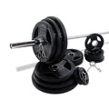 CENTR Olympic Barbell Weight Set with Bar 300 lb - Chrome/Black