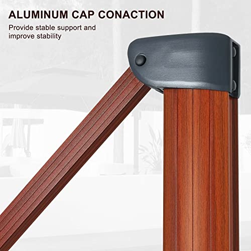 ABCCANOPY 10x13ft Windproof Cantilever Patio Umbrella Navy Blue-Wood Grain Pole