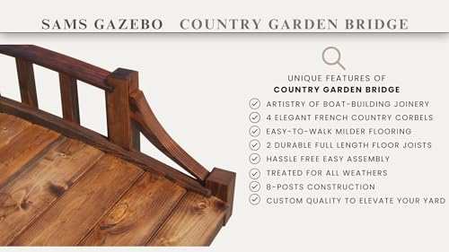 SamsGazebos Country Wood Garden Bridge 6' Brown