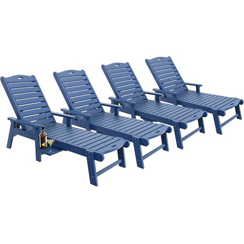YITAHOME Outdoor Chaise Lounge Chair Set of 4 Navy Blue