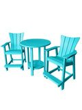 Phat Tommy Adirondack Bar Set - Outdoor Bistro Table and Chairs Set of 2 - HDPE High Top Seating - Teal
