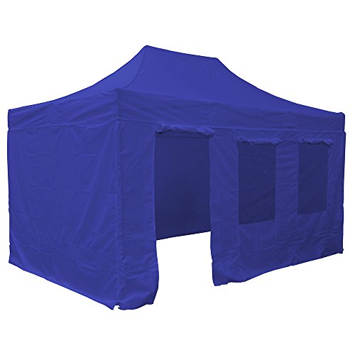 Vispronet 10x15 Steel Canopy Tent Kit Blue - Wind Resistant Up to 25mph with Walls and Accessories