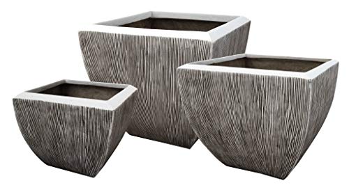 HomeRoots Large Distressed Ribbed Flower Pot Planter Gray