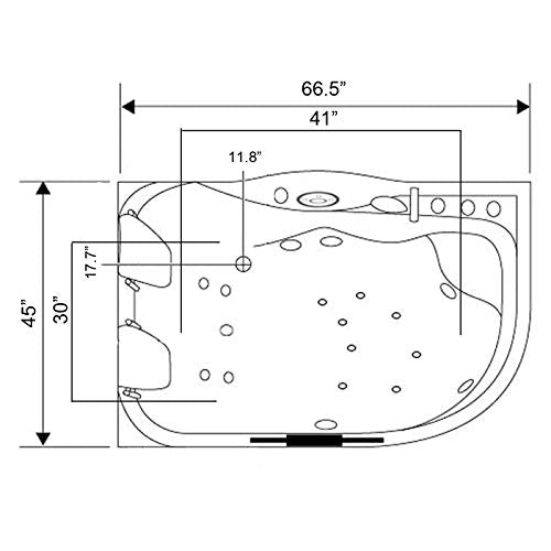 SIMBASHOPPING USA HAVANA Whirlpool Corner Bathtub Hydrotherapy Hot Tub 66.5" 2 Person