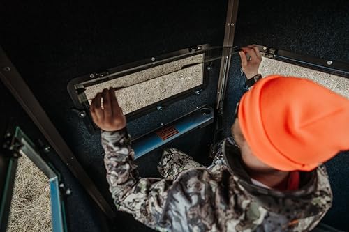 MUDDY Gunner Box Blind with Deluxe 5' Tower, Steel Wall Construction, Cracked Mud Camo Multi