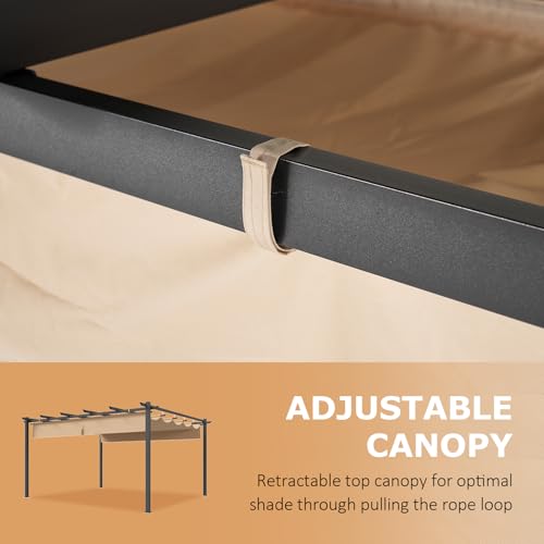 oneinmil 12' x 14' Hardtop Pergola with Adjustable Roof Beige3