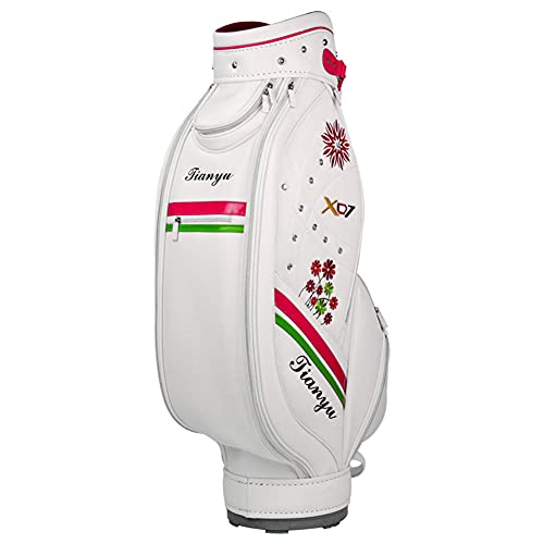ACXZ Women's Floral Embroidered Golf Staff Carry Bag White
