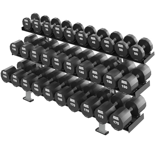 Life Fitness Hammer Strength 12 Sided Urethane Dumbbell 140Lb Black