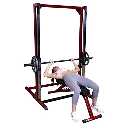 Body-Solid Smith Machine Package with Bench, Olympic 255 lbs. Weight Set Red