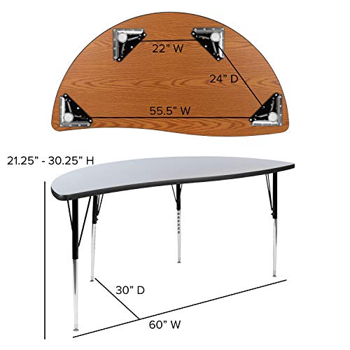 Flash Furniture Emmy 86" Oval Wave Laminate Activity Table Set with 16" Student Stack Chairs Grey