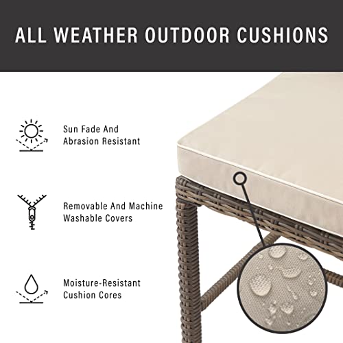 Crosley Furniture Bradenton 7-Piece Outdoor Dining Set Weathered Brown with Sand Cushions