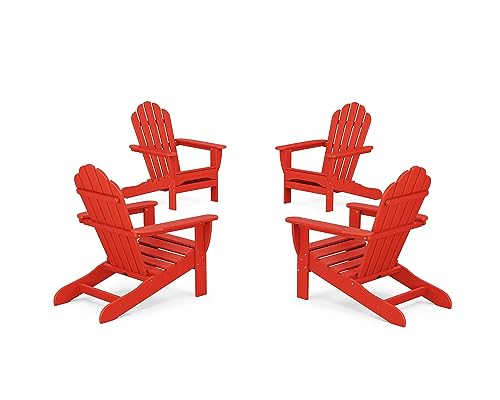 Trex Outdoor Furniture 4-Piece Monterey Bay Adirondack Chair Conversation Set Sunset Red