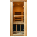 RIGO Infrared Sauna Room Indoor Canadian Hemlock 980W Low-EMF Single Person Spa Burlywood