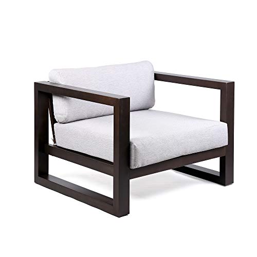 Armen Living Paradise Outdoor Eucalyptus Wood Lounge Chair Earth