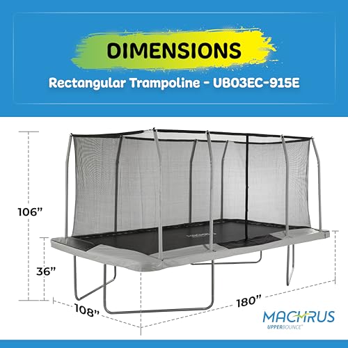 Upper Bounce Rectangle Trampoline Outdoor Set with Enclosure Beige/Black