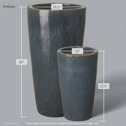 Emissary Gray Stoneware Round Planters Set of 2 18.5in L x 36in H