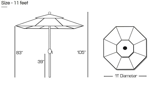 Galtech Deluxe Auto Tilt Market Umbrella 11ft Navy