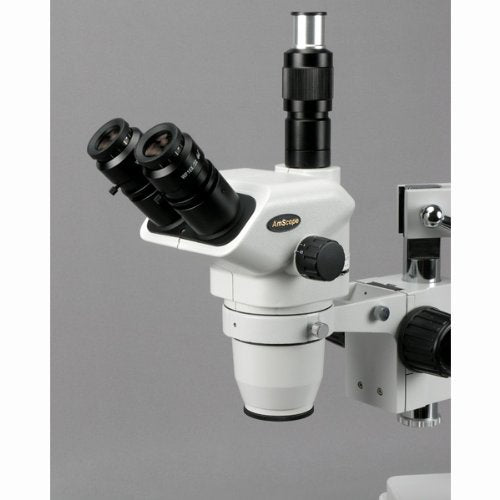 AmScope Digital Trinocular Stereo Zoom Microscope with LED Ring Light White