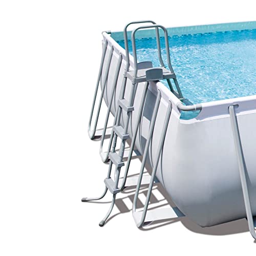Bestway Power Steel Rectangular Above Ground Swimming Pool Set Gray