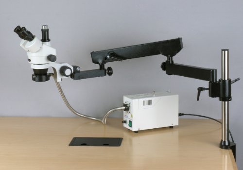 AmScope Digital Trinocular Stereo Zoom Microscope 3.5X-180X Magnification with Fiber-Optic Ring Light and 8MP Camera
