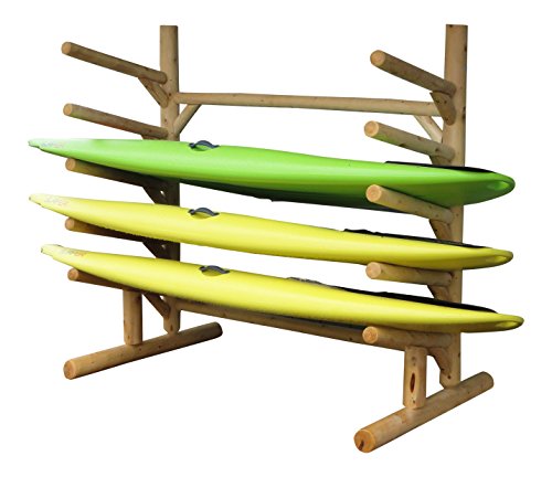 Log Kayak Rack 5 Place 1 Sided SUP Natural