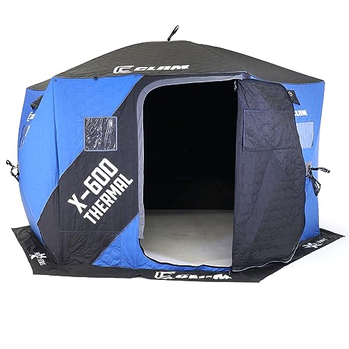 CLAM X-600 Portable 6 Person Thermal Hub Shelter Tent for Ice Fishing