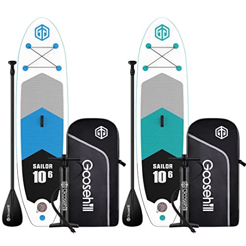 Generic Inflatable Standing Paddleboards 10'6"x32"x6" Thick, SCE Material, Backpack & Pump Blue/Green