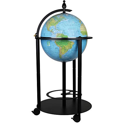 Replogle Empire Illuminated Bar Globe 16" Blue Ocean Map Gray