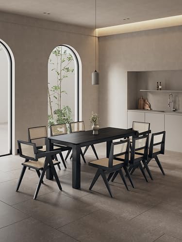 Manhattan Comfort Hamlet Rattan Wicker Cane Side Dining Chair Set of 4 Black/Natural
