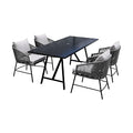 Armen Living Koala and Calica 5 Piece Dining Set Dark Eucalyptus and Grey Rope
