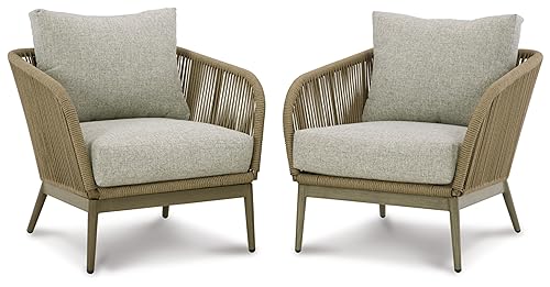 Signature Design by Ashley Swiss Valley Outdoor Lounge Chair Set of 2 Light Brown & Light Gray