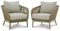 Signature Design by Ashley Swiss Valley Outdoor Lounge Chair Set of 2 Light Brown & Light Gray