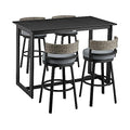 Armen Living Encinitas Outdoor Patio 5-Piece Bar Table Set Dark Grey