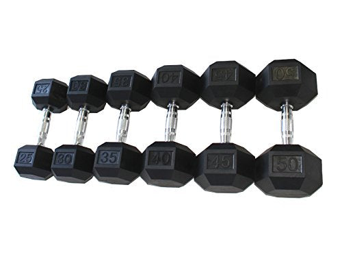 Apollo Athletics Rubber Dumbbell Set 5-50 lb Black