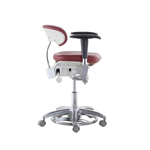 Super Dental Adjustable Microscope Saddle Stool with Pedal Base, Foot Controlled, PU Leather