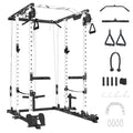 TROPOW 2000lbs Multi-Function Power Cage with J-Hooks and Dip Handles, Black/White