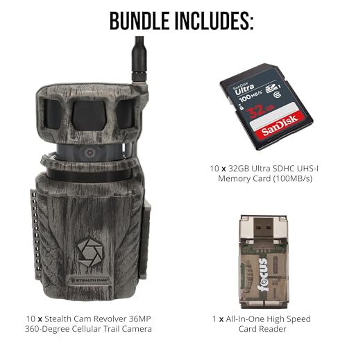 Stealth Cam Revolver 36MP 360° Cellular Trail Camera 10-Pack with 32GB Memory Cards