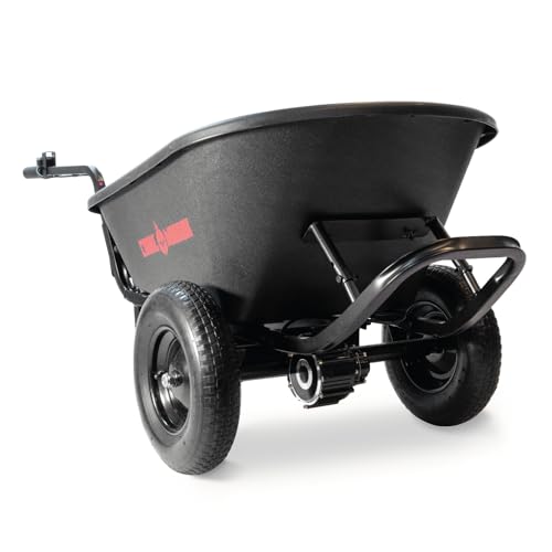 Chore Warrior Electric Wheelbarrow Utility Cart 350 lbs Capacity 6 Cu FT Black