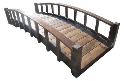 SamsGazebos Japanese Style Arched Wood Garden Bridge 8-Feet Brown