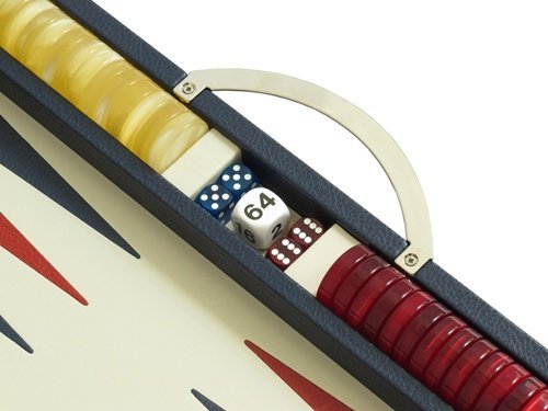 Zaza & Sacci Leather Backgammon Board Game Set 15" Blue