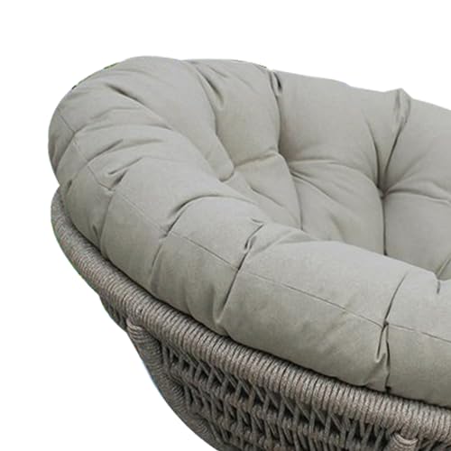 Benzara 43 Inch Outdoor Lounge Chair Acacia Wood Rope Frame Gray Beige Brown