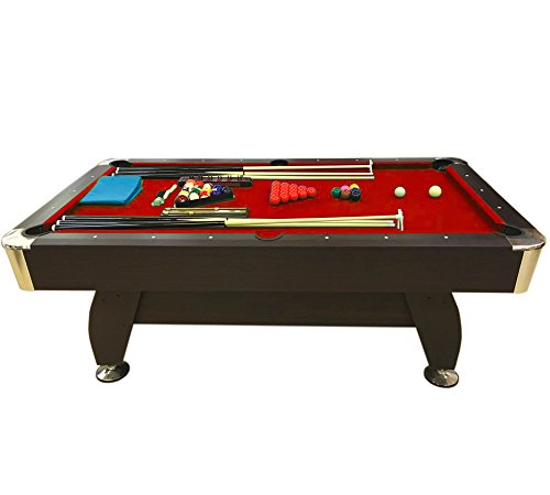SIMBASHOPPING USA 8' Feet Billiard Pool Table Vintage Red Brown and Red