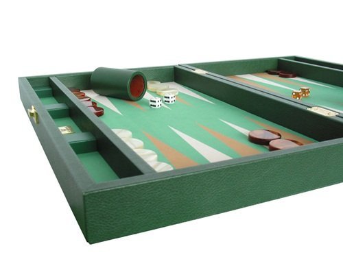 Zaza & Sacci Leather Microfiber Backgammon Set 20" Green Case