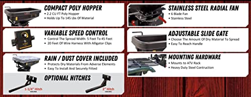 Fimco ATV Dry Material Spreader 12V Polymer Hopper 145 lbs