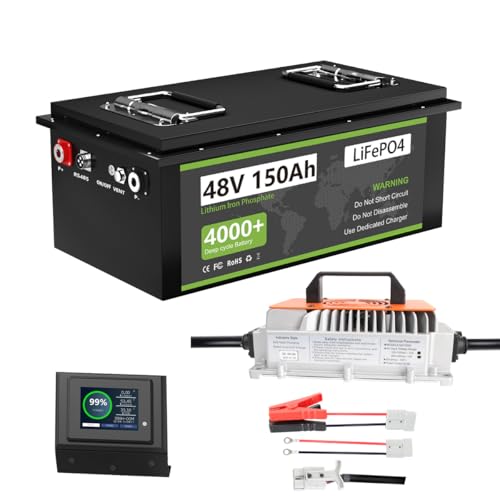 Cxeny 51.2V 150Ah LiFePO4 Golf Cart Battery with 18A Charger & Mobile App