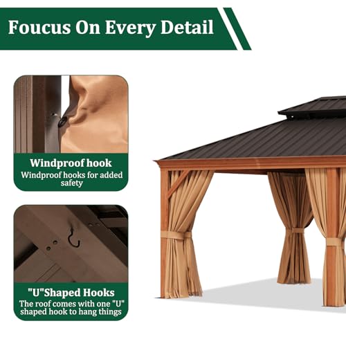 Sonegra 12' x 20' Hardtop Gazebo Brown