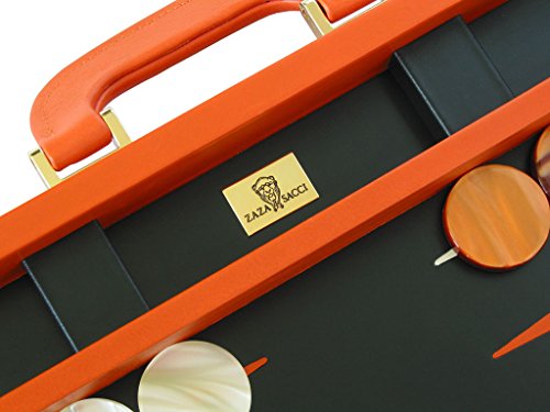 Zaza & Sacci Leather Backgammon Set 20" Orange