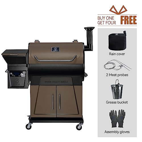 Z GRILLS Pellet Grill Smoker with PID 2.0 Controller, LCD Screen, 2 Meat Probes, 697 sq in Cooking Area, Huge Storage Cabinet, Rain Cover Bronze